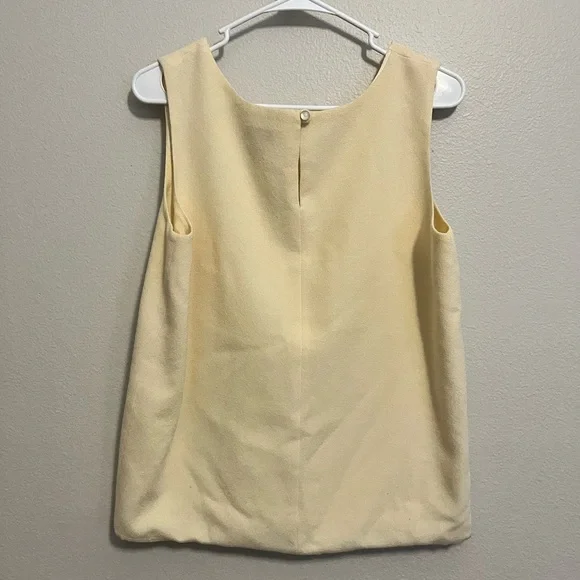 VTG Cassidy Sleeveless Butter yellow 100% wool top made in USA Coastal Grandma - Picture 4 of 5